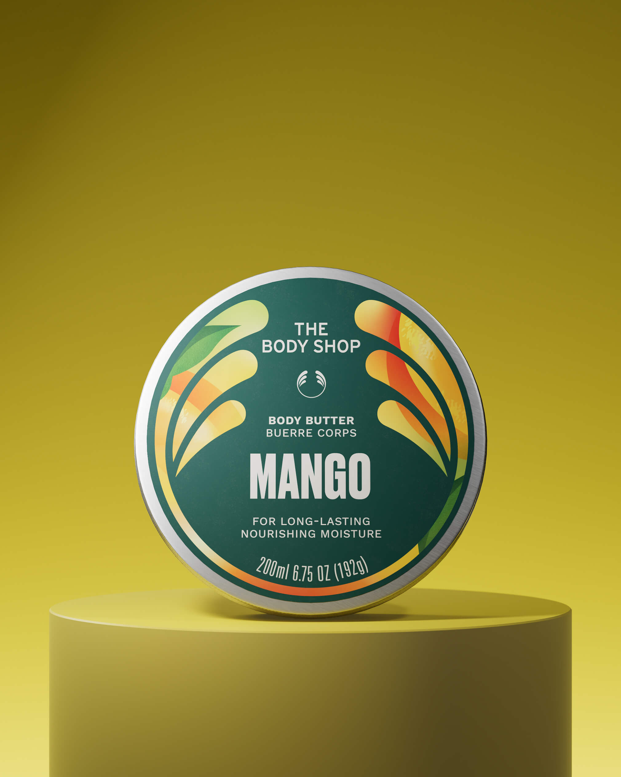 Le pot mangue reprend le Pod vert, avec des ingrédients illustrés dans ses ouvertures.