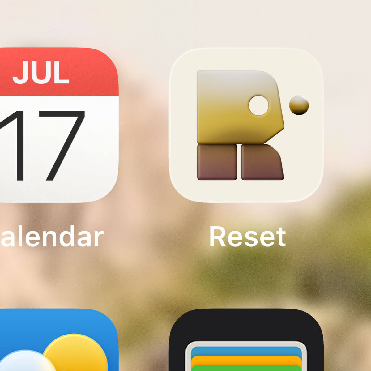 L’icône officielle Reset représente Ester, personnage géométrique en blocs.