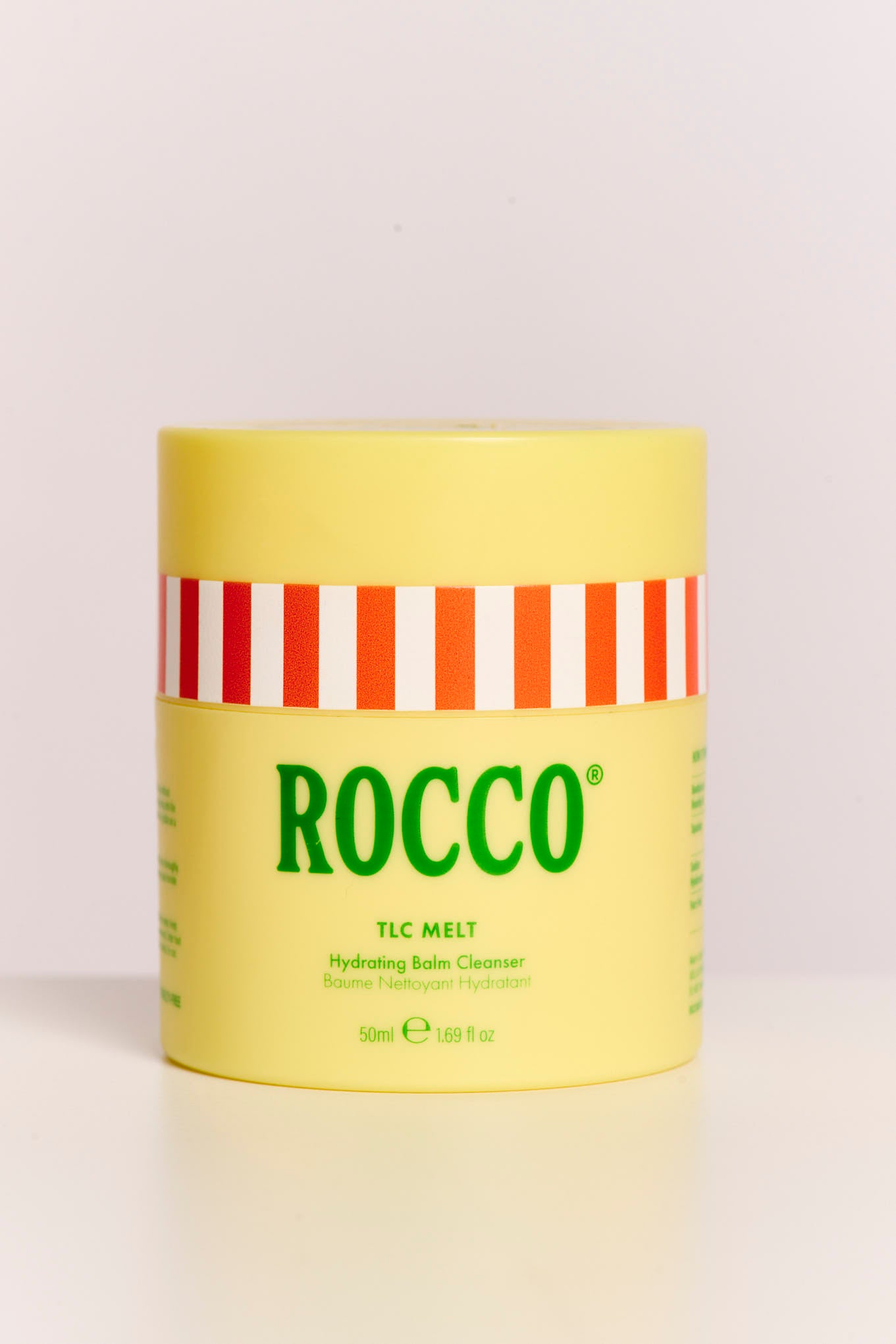 Pot TLC Melt jaune avec rayures rouges, visuel Rocco.