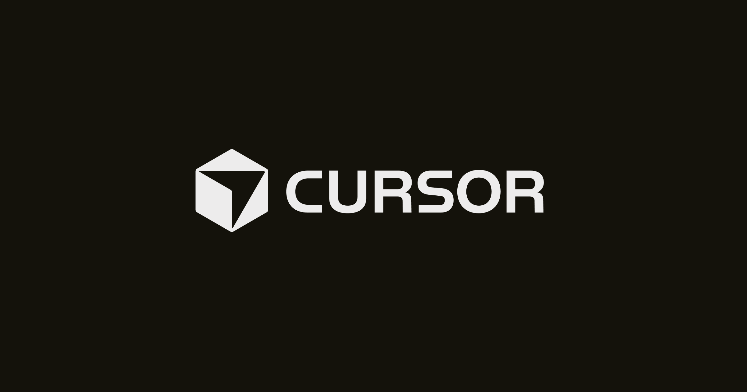Logo blanc de Cursor, un cube hexagonal et le mot CURSOR, sur fond noir