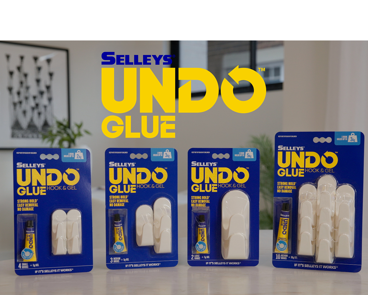 Selleys présente Undo Glue, sa colle amovible pour crochets.
